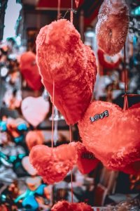 hanging red heart plush toys